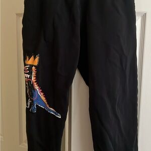 Basquiat Black Dinosaur Print Pants